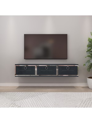 Morepp Palo 150CM Duvara Monte Tv Sehpası Antrasit-Gümüş