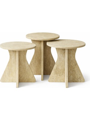 Akıllı Durak Traverten Darbuka Zigon Sehpa Takımı