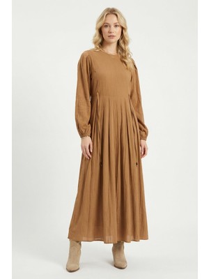 Rays 4470A Yan Bağlamalı Uzun Elbise Bisküvi