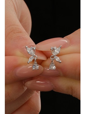 Normadia 925 Ayar Rodyum Kelebek Kadın Küpe, Zarif ve Şık Takı Hediye