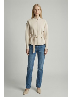 Rays 3075A Bel Bağlamalı Fermuarlı Hırka Taş