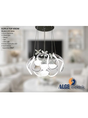 Alge Avize Elips 4 Top Krom Modern LED Avize