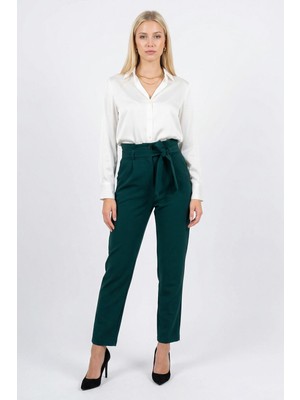 Rays 6263A Kemerli Yüksek Bel Pantolon Zümrüt