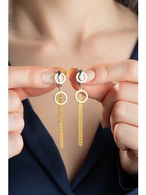 Normadia Parlak 925 Ayar Gümüş Sallantılı Trend Küpe, Şık ve Modern Tasarım