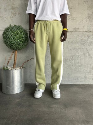 KağanKY Yeşil Şerit Detaylı Kesik Paça Baggy Eşofman