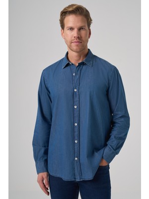 Morven  Erkek Indigo Trend Dynamic Fit Denim Gömlek