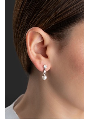 Normadia Parlak 925 Ayar Gümüş Tektaş Inci Küpe, Şıklığın Vazgeçilmezi