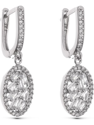 Normadia Şık 925 Ayar Gümüş Baget Taşlı Zarif Küpe, Parlak ve Modern Tasarım