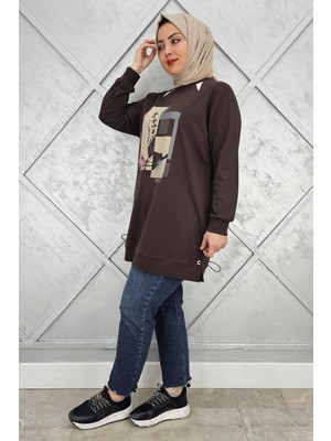 Pys Giyim Kadın Baskı Taş Detaylı Tesettür Tunik