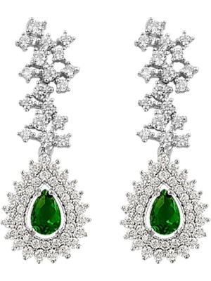 Normadia Zümrüt Taşlı Şık Bayan Gümüş Küpe, Zarif ve Parlak Tasarım