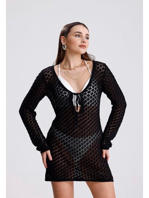 Yuga Knitting Ajurlu Triko Kadın Plaj Elbisesi