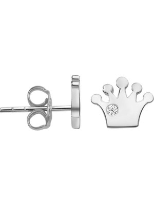 Normadia 925 Ayar Gümüş Dekoratif Taç Model Çivili Küpe, Şık ve Zarif Takı