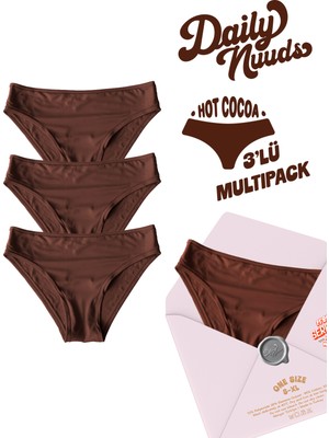 Daily Nuuds Günlük Kesim Kadın Iç Çamaşırı (Xs–xl Tek Beden) – Kahve (Hot Cocoa) | 3’lü Multipack