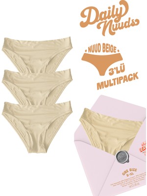 Daily Nuuds Günlük Kesim Kadın Iç Çamaşırı (Xs–xl Tek Beden) – Bej (Nuud Beige) | 3’lü Multipack