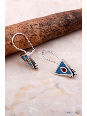 Normadia El Işçiliğiyle Güzel Turkuaz Taşlı Gümüş Küpe