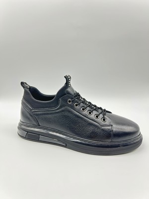 Santorino Ayakkabı Erkek Hakiki Deri Siyah Antik Siyah Iguana Baskılı Microlayht Taban Ğünlük Klasik Ayakkabı