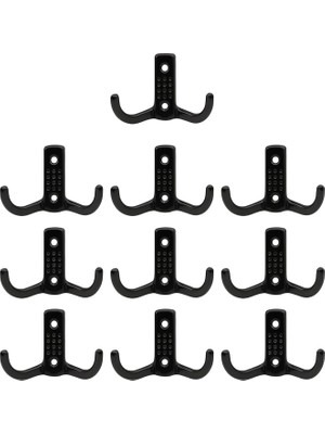 Delixa BADEM10 Noktalı Vestiyer Duvar Askısı Dolap Elbise Askılığı Siyah Metal Askı (10 Adet)
