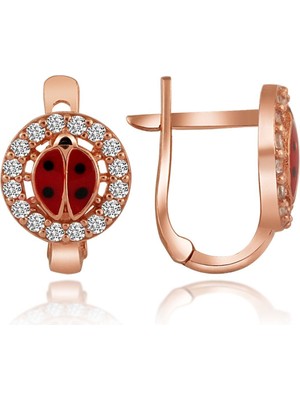 Normadia 925 Ayar Gümüş Mineli Uğur Böceği Çocuk Küpesi, Sevimli ve Şık Aksesuar