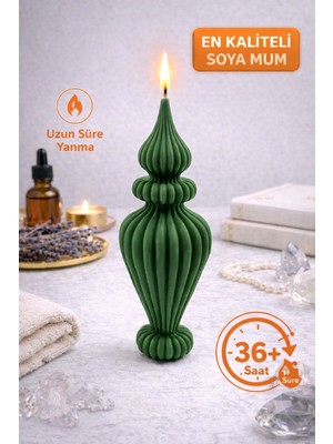 Flow Home Dekoratif Lüks Soya Mum,el Yapımı Doğal Mum,uzun Yanma Süreli Modern Ev Hediyesi,ev Süsü Yeşil 210G