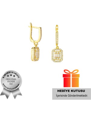 Normadia 925 Ayar Gümüş Kadın Baget Küpe, Özel Kutu ile Şık Takı