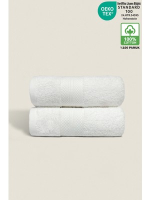 Ellaline 2'li Havlu Seti %100 Pamuk Sertifikalı, Ultra Emici, Yumuşak Havlu Takımı Elmas Desen Bordür 50X80CM