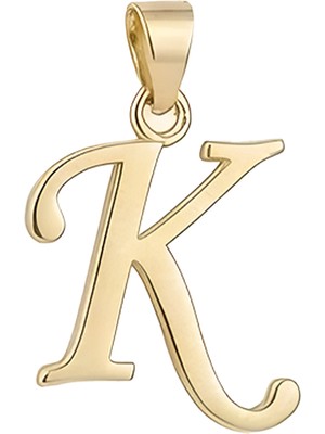 Hakan Mücevherat K Harfi El Yazısı 14 Ayar Kolye Ucu