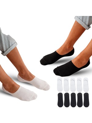 Kral Socks Kadın - Erkek Düz Desen (10 Çift) Pamuklu Terletmez Babet Çorap