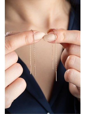 Normadia 925 Ayar Gümüş Zincir Küpe, Şık ve Zarif Takı Tasarımı