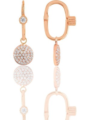 Normadia Gümüş Rose Zirkon Taşlı Yuvarlak Küpe, Şık ve Parlak Takı