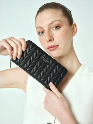 Pierre Cardin Kadın Cüzdan Siyah – Deri, Şık Tasarım, Geniş Kart Bölmeli, Fermuarlı 06PC24K3024