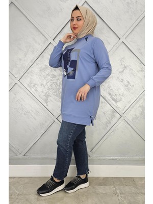 Pys Giyim Kadın Baskı Taş Detaylı Tesettür Tunik