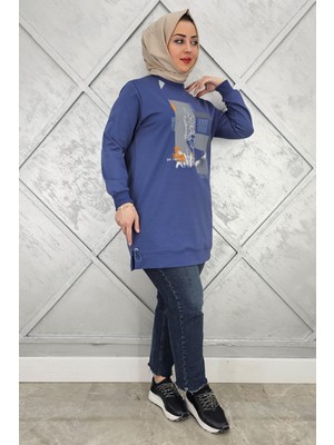 Pys Giyim Kadın Baskı Taş Detaylı Tesettür Tunik