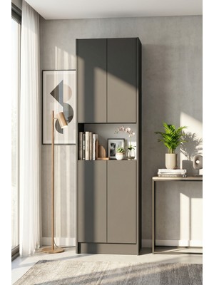 Yeti Mobilya FLAT56 Kitaplık 4 Kapaklı Kütüphane Çok Amaçlı Dolap