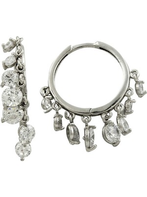 Normadia 925 Ayar Gümüş Rodyumlu Büyük Şakira Küpe Kadın Takısı