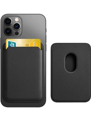 Glazef Magsafe Cüzdan Mıknatıslı 2 Kartlıklı Deri Mini Cüzdan Tüm Magsafe Modellerle Uyumlu