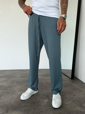 KağanKY Petrol Mavi Fitilli Baggy Pantolon