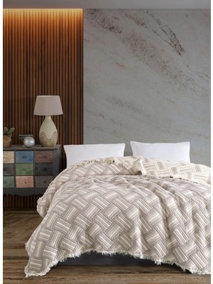 Orbit %100 Pamuk Dolgulu Müslin Yatak Örtüsü - Çift Kişilik 230X250 - Yumuşak Dokulu 4 Mevsim Pike & Koltuk Şalı