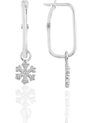 Normadia Şık Gümüş Rodyumlu Kar Tanesi Göçmen Küpe, Zarif ve Parlak Tasarım