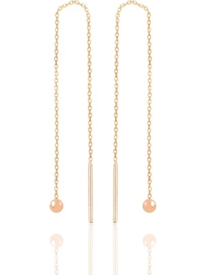 Normadia Şık Gümüş Rose Zincirli Küpe, Zarif Takı Aksesuarı