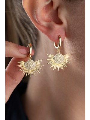 Normadia 925 Ayar Gümüş Güneş Tasarımlı Şık Küpe