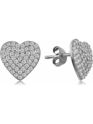 Normadia 925 Ayar Gümüş Kalp Model Çivili Küpe, Şık ve Zarif Takı