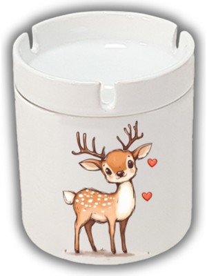 Hediyara Kalpli Sevimli Geyik Baskılı Küllük Kül Tablası Doğum Günü Hediyesi