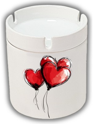 Hediyara Kalp Şeklinde Balon Baskılı Küllük Kül Tablası Doğum Günü Hediyesi