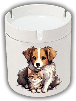 Hediyara Kedili ve Köpekli Küllük Kül Tablası