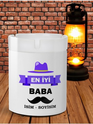 Hediyara En Iyi Baba Yazılı Kişiye Özel İsimli Küllük Babaya Hediye