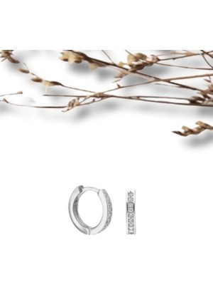 Normadia 925 Ayar Gümüş Zirkon Taşlı Tamtur Halka Küpe 12 mm