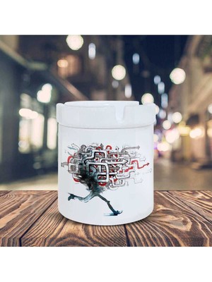 Hediyara Yönünü Kaybetmiş Koşan Ayaklar Baskılı Küllük Kül Tablası-45023