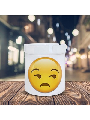 Hediyara Trip Emojili Surat Baskılı Küllük Seramik Kül Tablası-30947