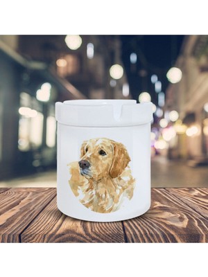 Hediyara Çizimsel Küllük Golden Sevimli Köpek Baskılı Kül Tablası KL-206