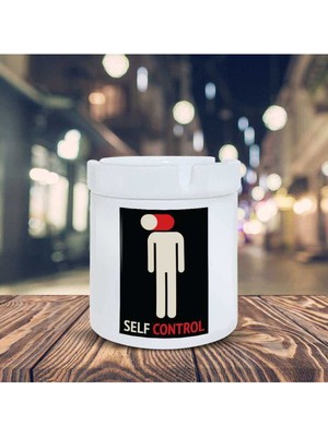 Hediyara Kapalı Kafa Küllük Self Control Baskılı Kül Tablası K-147